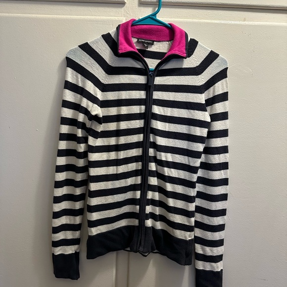 Bebe Women's Ribbed Zip Front Sweater with Fold Over Collar - Picture 2 of 5